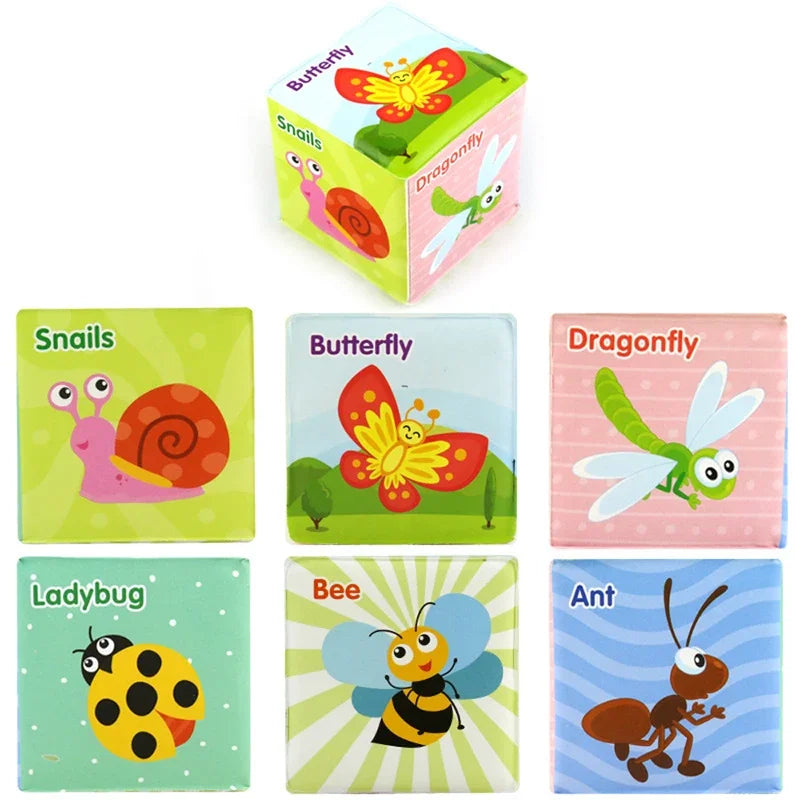 Montessori Infant Soft Plush Rattle Blocks - Animal & Number Dice