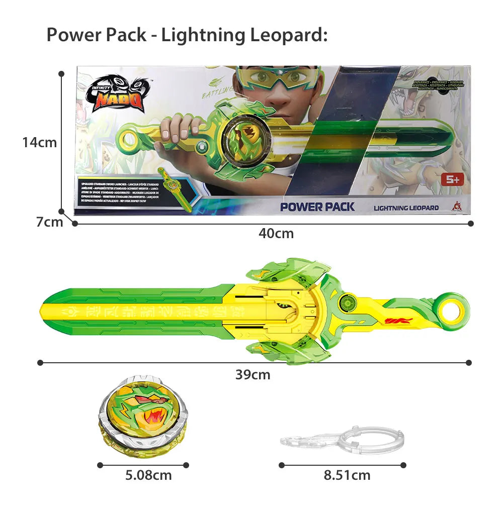 Infinity Nado 6 Power Pack - Spirit Wind Panda Upgraded Metal Spinning Top Gyro ,39cm Sword Launcher Kid Toy Birthday Gift