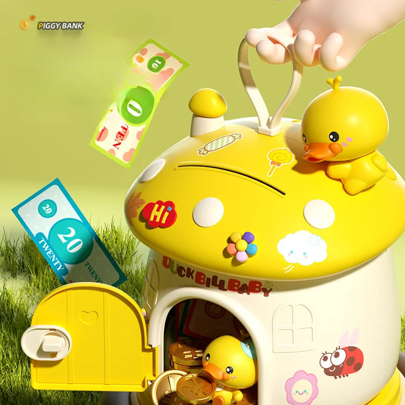 Cute Cartoon Mushroom Molding Piggy Bank 3D Stickers for Creative DIY Desktop Ornaments Key Protection Gifts