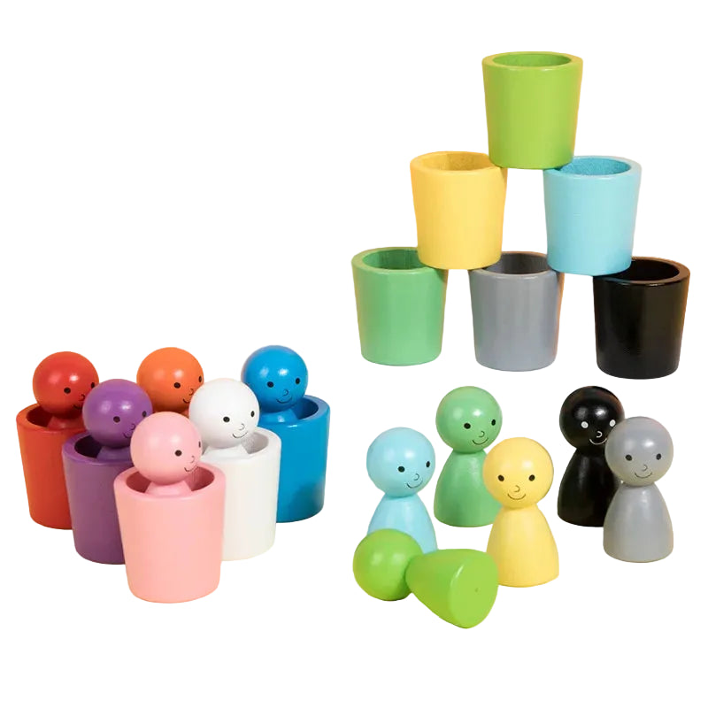 Lee's Sharing Montessori Wooden Color Cups Sorting Game