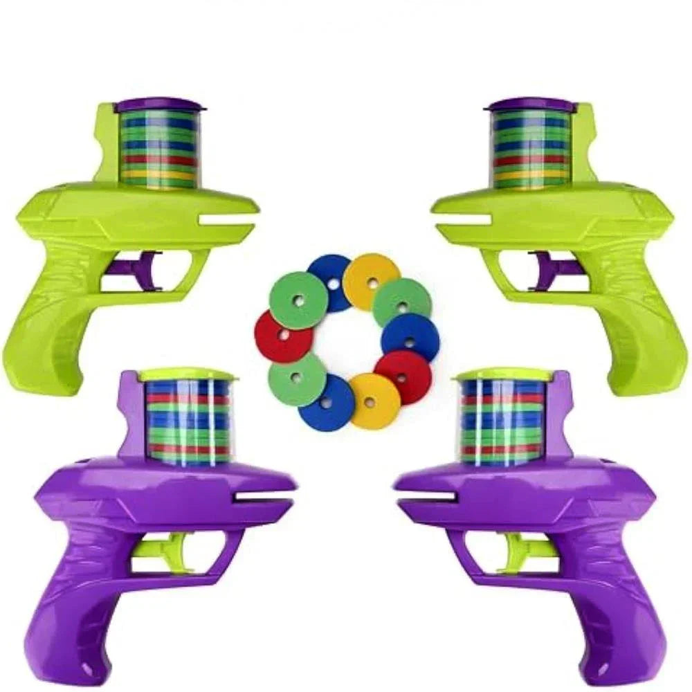 Kids Foam Disc Launcher Toy - Outdoor Flying Disc Gun for Children