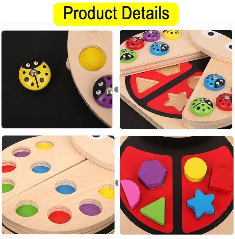 Wooden Magnetic Fishing Game & Ladybug Shape Puzzle Toy
