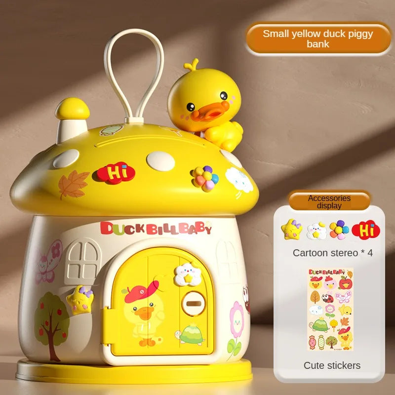 Cute Cartoon Mushroom Molding Piggy Bank 3D Stickers for Creative DIY Desktop Ornaments Key Protection Gifts