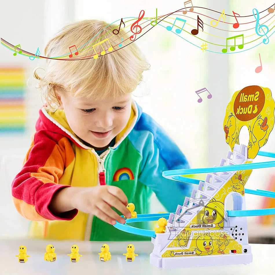 Electric Duck Climbing Stairs Toy with LED Music