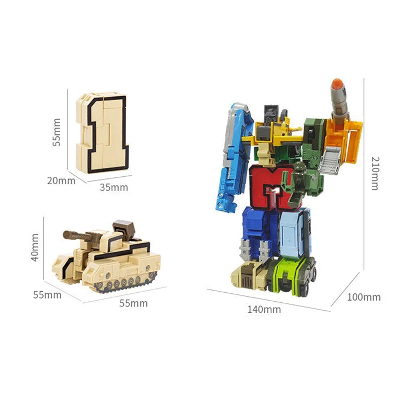 With Box Assemble Number Robots Transformation Action Figure Car Dinosaur Model Deformation Digit Letters Alphabet Toys