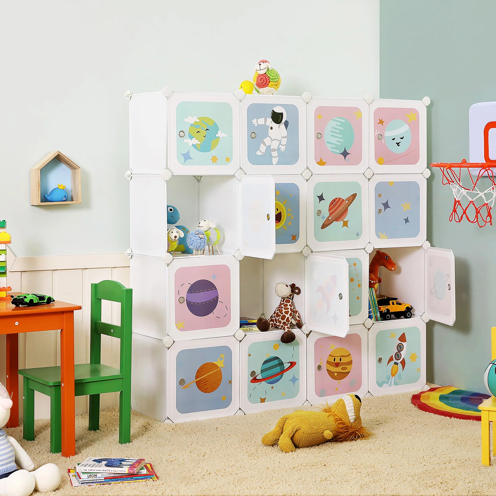 SONGMICS 15 Dice Shelving System storage s wardrobe for Children Plastic shoe rack Multipurpose shoes Play Toy