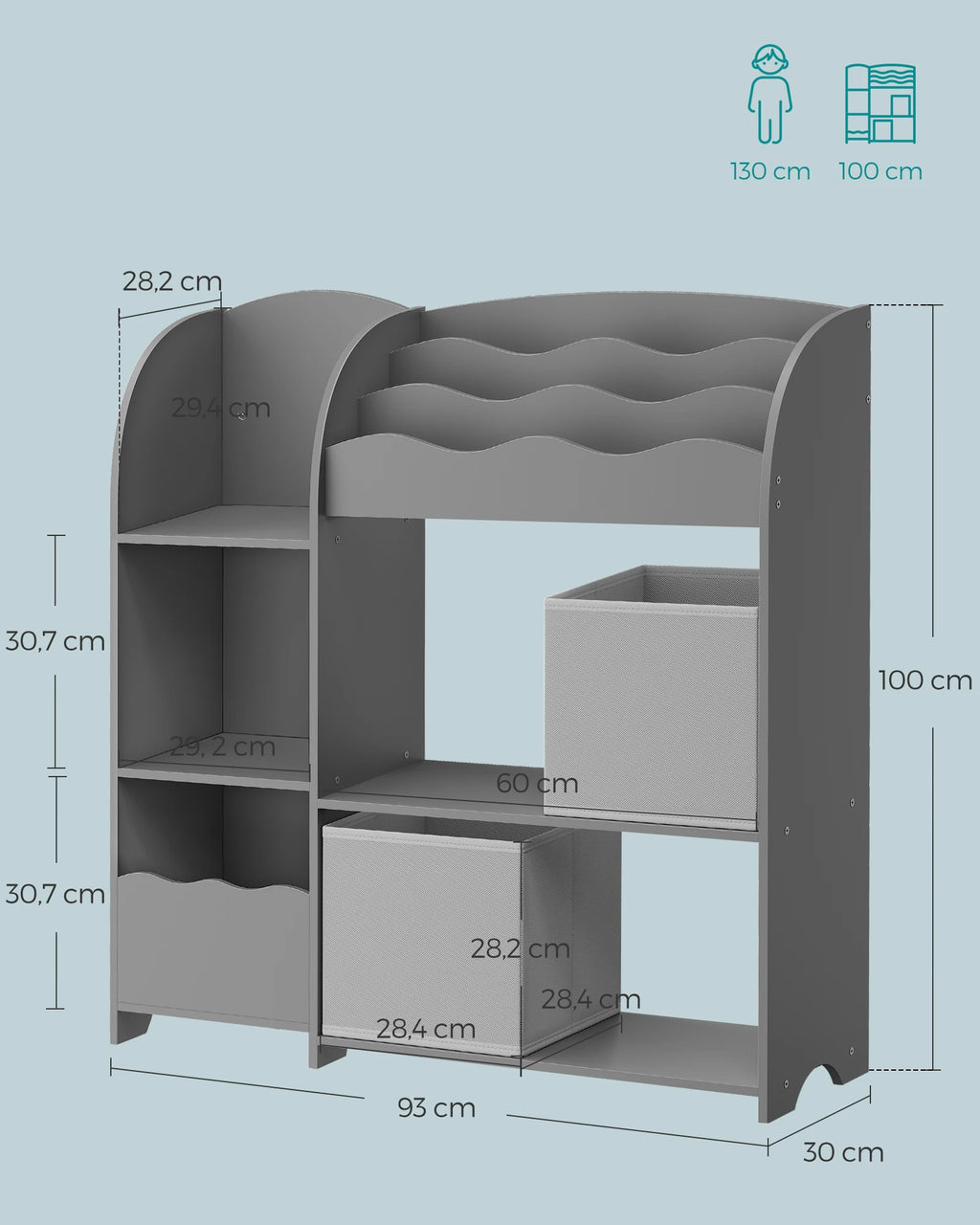 SONGMICS Bookshelf Children toys Book Storage 2 Boxing