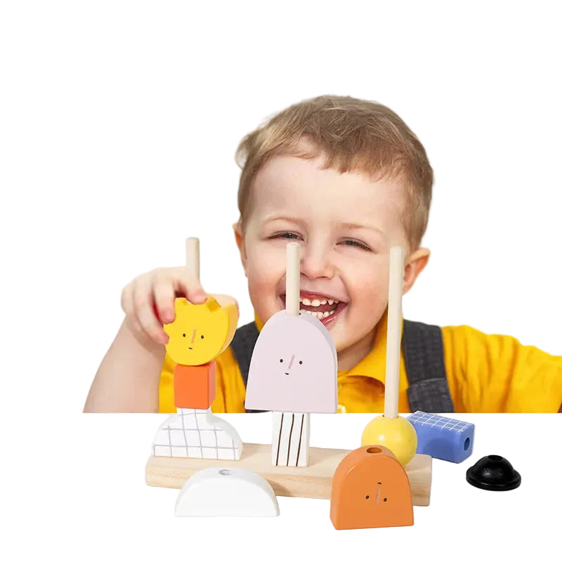 Montessori Wooden Creative Character Bead Blocks Set