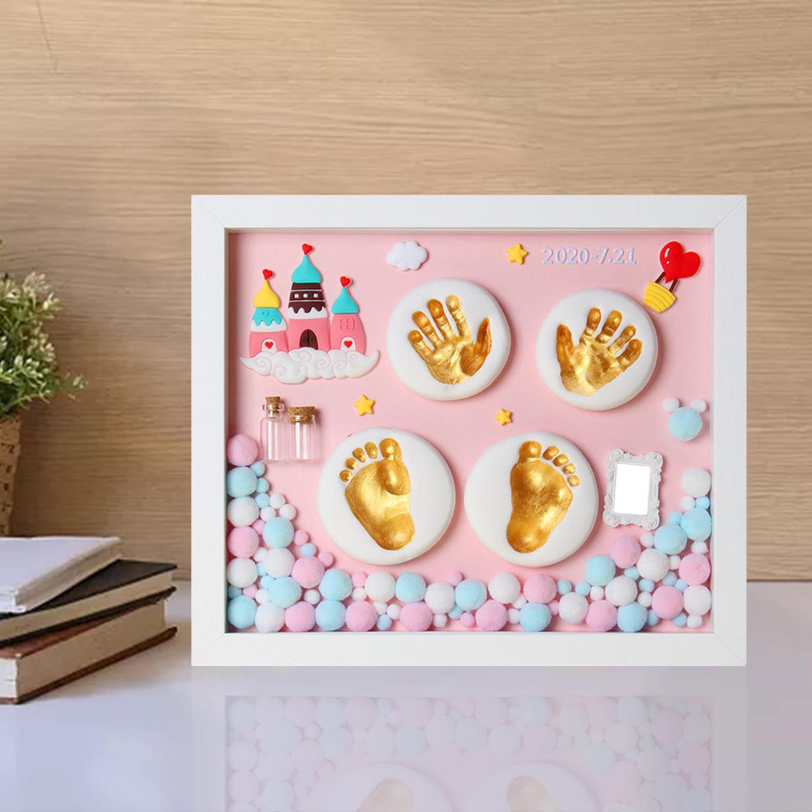 Baby Handprint & Footprint Photo Frame - Wooden