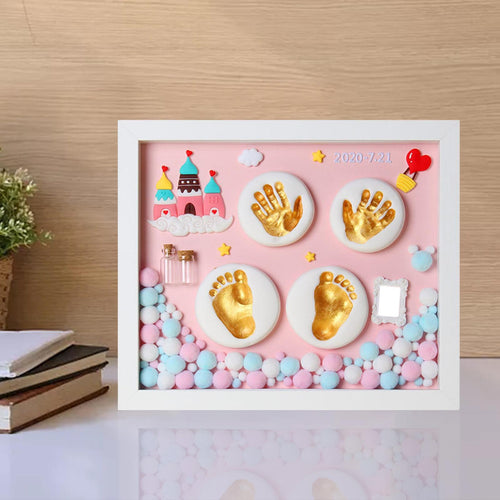 Baby Handprint & Footprint Photo Frame - Wooden