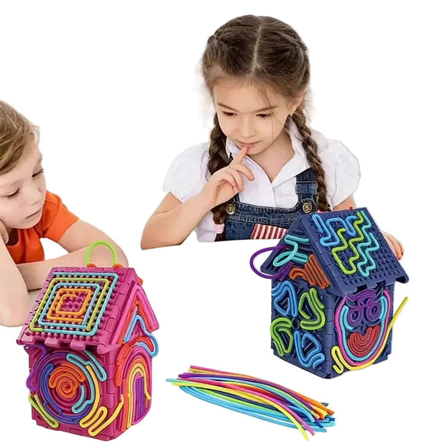 3D Silicone Sensory Activity Board with Cords - Silent Fidget Toy