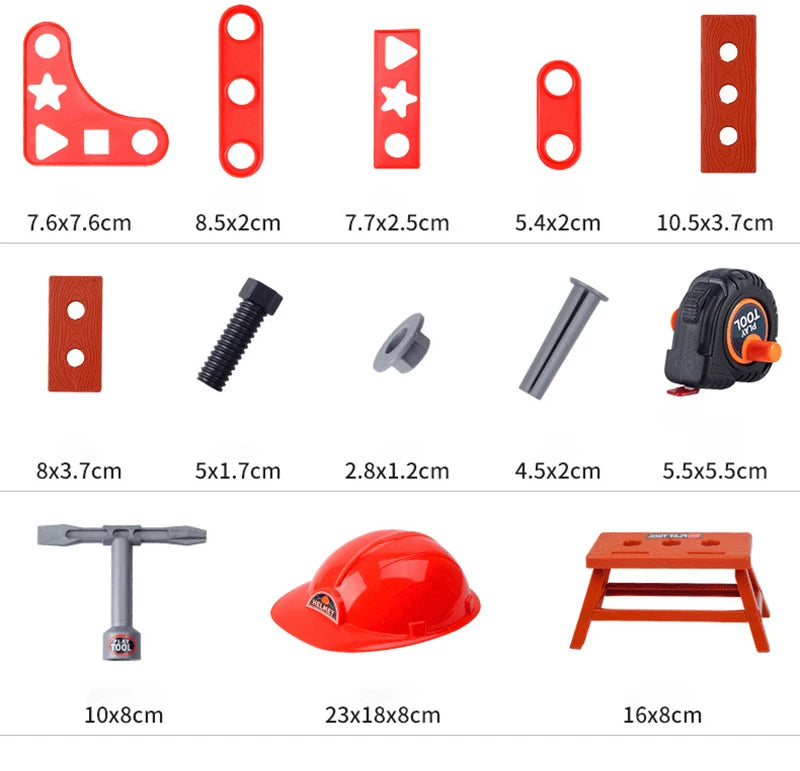 Kids Pretend Play Toolbox Set with Toy Drill - ABS Plastic