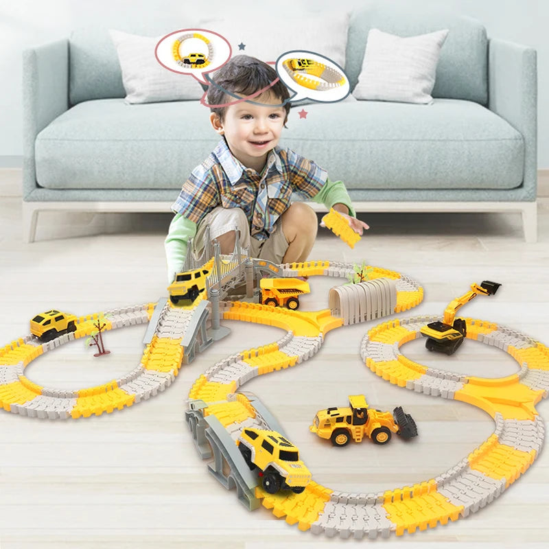 Electric track vehicle series toy track puzzle, car assembly, racing set, building blocks. Boys, girls. Birthday gifts, Children