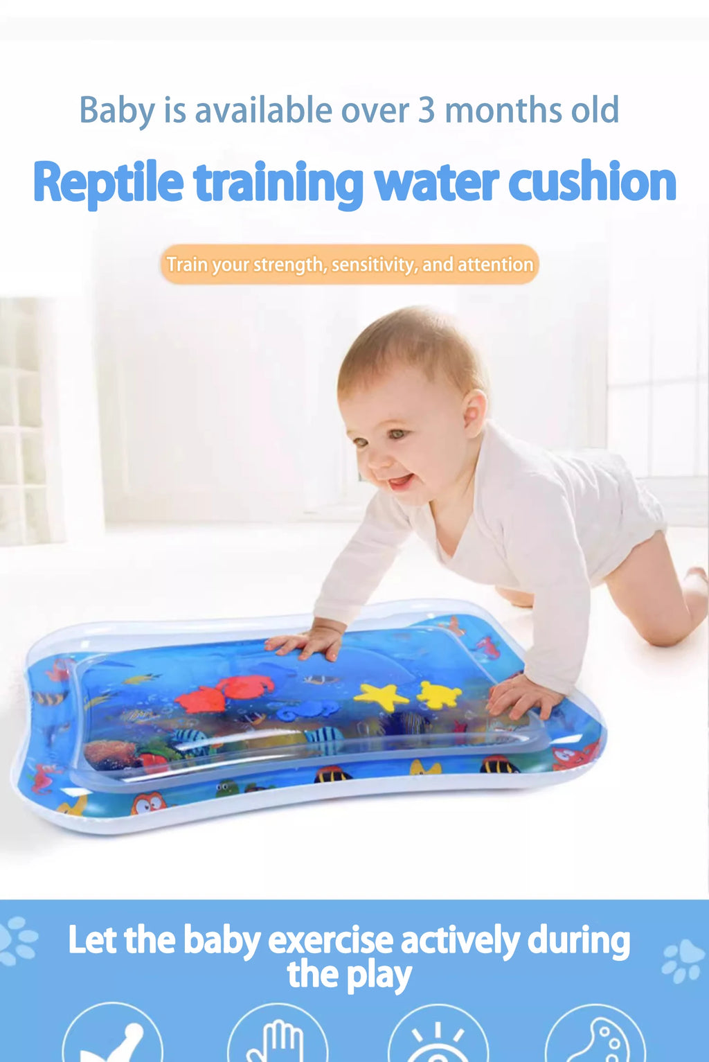 Tummy Time Inflatable Water Play Mat - 66x50cm PVC