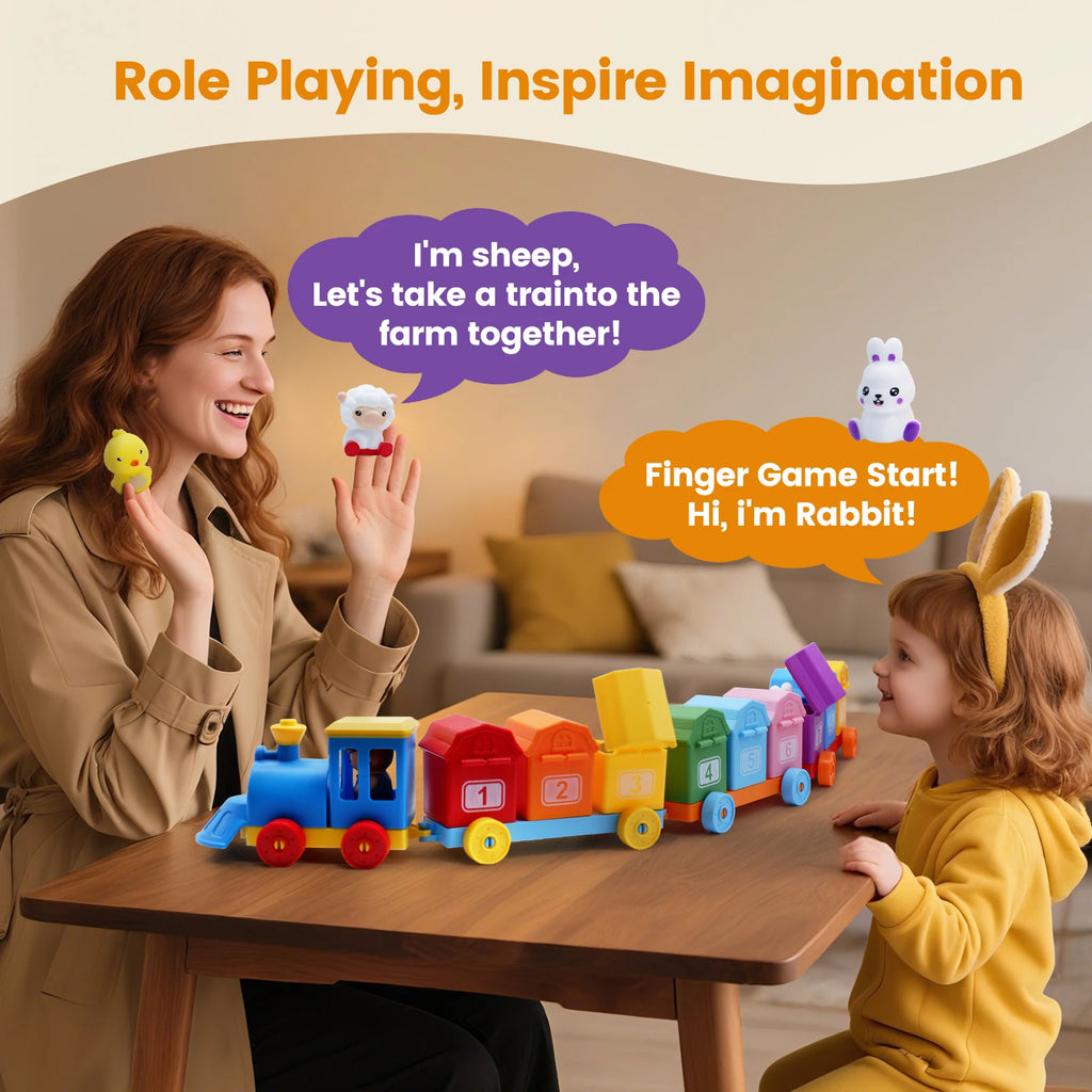 Montessori Farm Animal Train Set - Counting & Sorting Toy