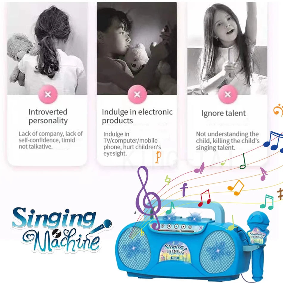 Kids Karaoke Microphone Toy with Lights and MP3 Connectivity