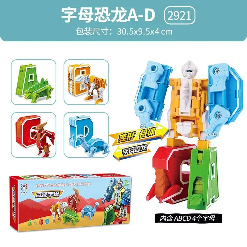 With Box Assemble Number Robots Transformation Action Figure Car Dinosaur Model Deformation Digit Letters Alphabet Toys