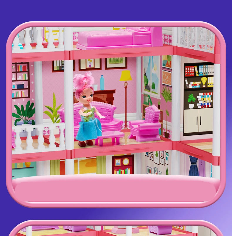 3D Assembly Diy Mini Toy House Accessories Villa Princess Castle Girl Birthday Gift Assembly Toy House