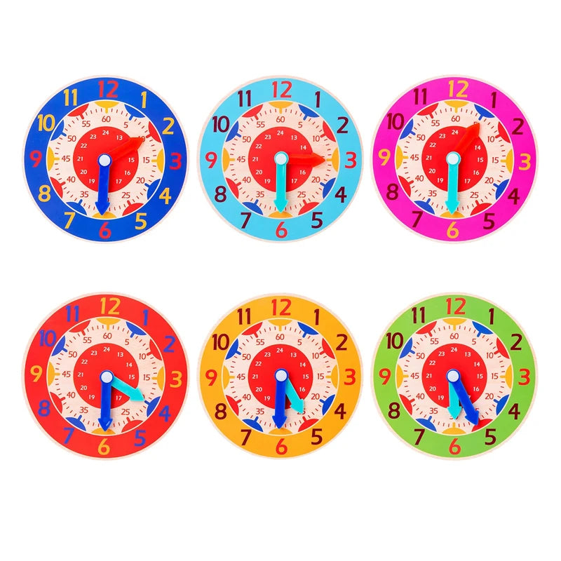 Kids Montessori Wooden Clock - Educational Time Learning Toy