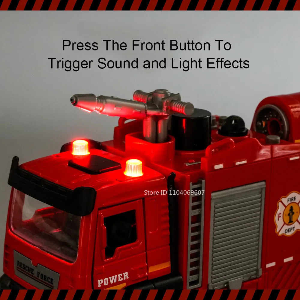 1:32 Alloy Model Toy Spray Fire Engine Cars Metal Diecast Water Spray Engineering Vehicle Doors Opened Sound Light Boys Gifts