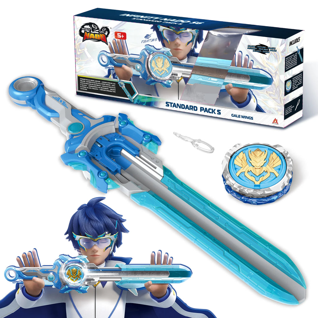 Infinity Nado 6 Power Pack - Spirit Wind Panda Upgraded Metal Spinning Top Gyro ,39cm Sword Launcher Kid Toy Birthday Gift