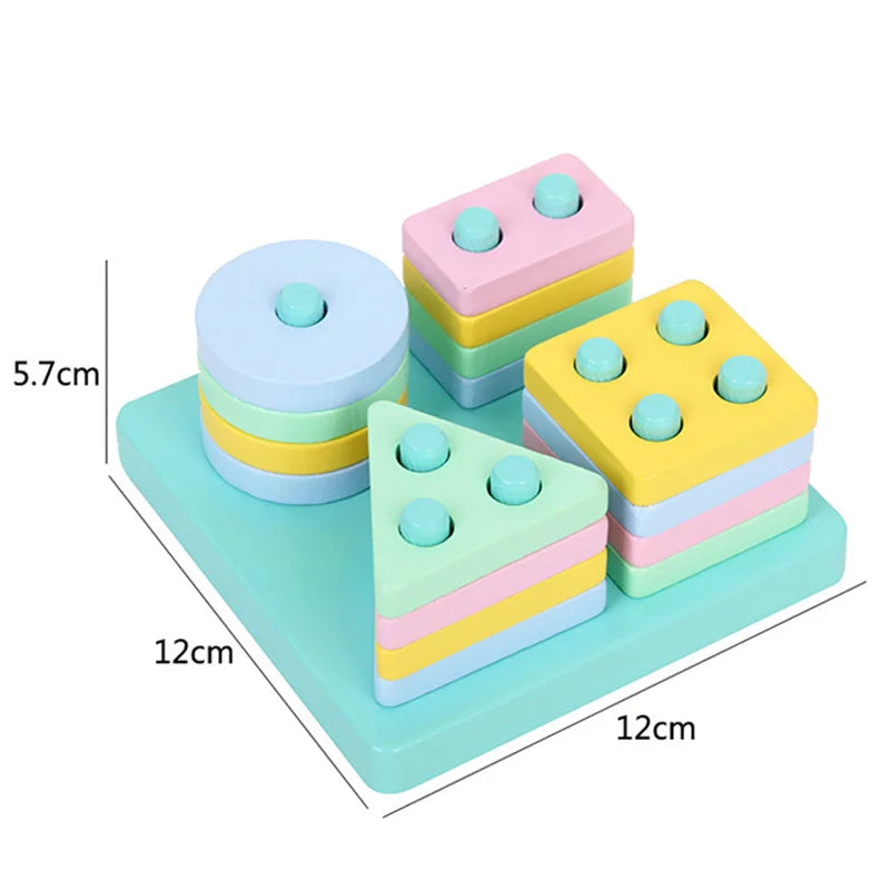 Wooden Montessori Geometric Shape Sorting Columns Toy