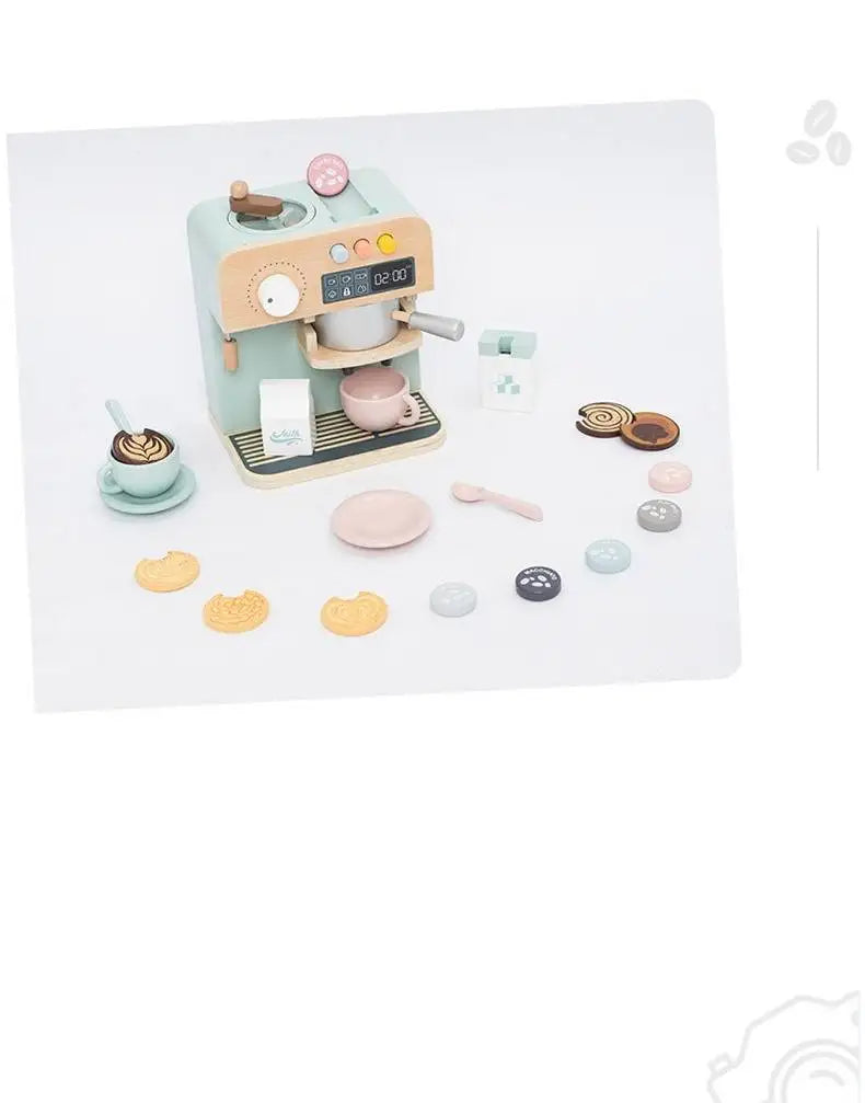 Children's Wooden Playhouse Toys Game House Toys Wooden Coffee Machine Wooden Cash Register Puzzle Interactive Education