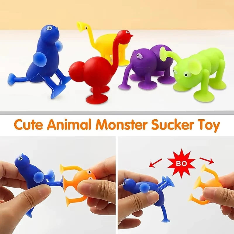 Silicone Suction Cup Animal Building Blocks - Sensory Bath Toy