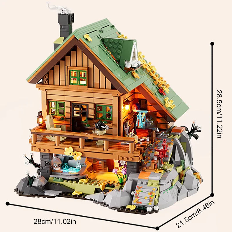 Mountain Cabin LED House Modular Buildings Blocks Farm Life City Street View Apartment Store Architecture Brick Model Kit Boys Toy Adults Kid Gift 2255PCS