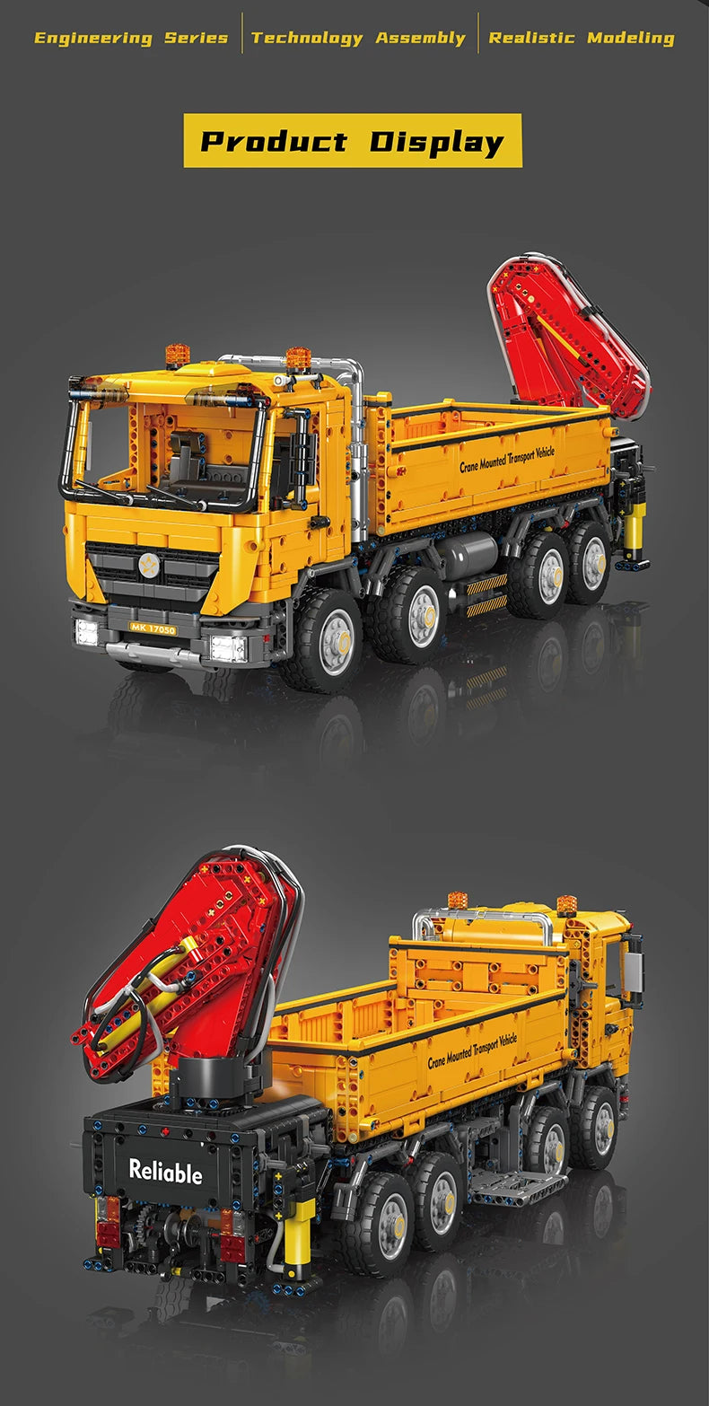 Mould King 17050 Technical Car Toys The RC Actros Self-Loading Crane Building Block Enginerring Truck Brick Kids Christmas Gift