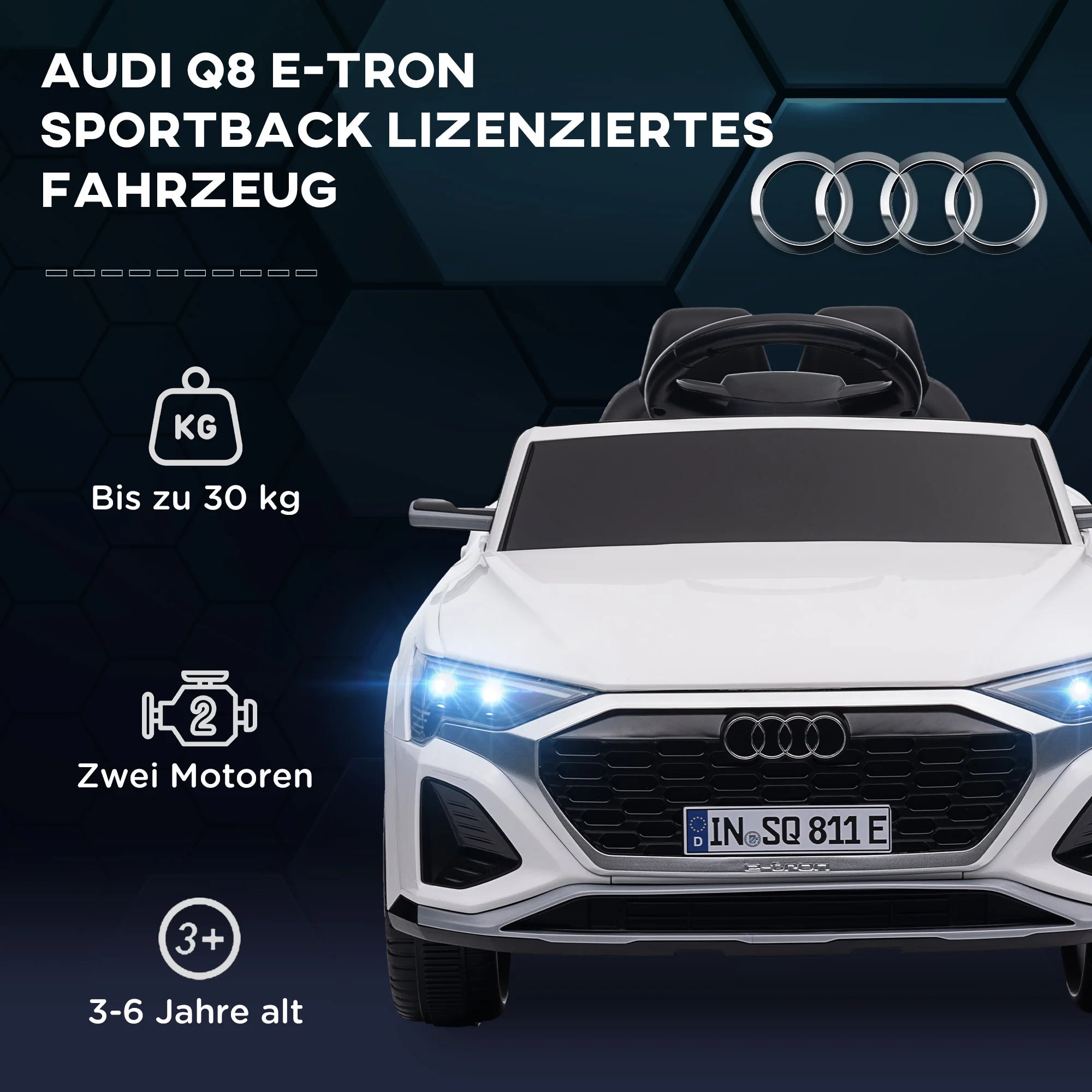 Audi Q8 Etron 12V Kids Electric Ride-On Car - White