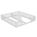 Rosahqnda Solid Floor Bed 180x200cm,Children's Bed with Slats & Star Pattern,Modern Kids Room Furniture,White/Gray