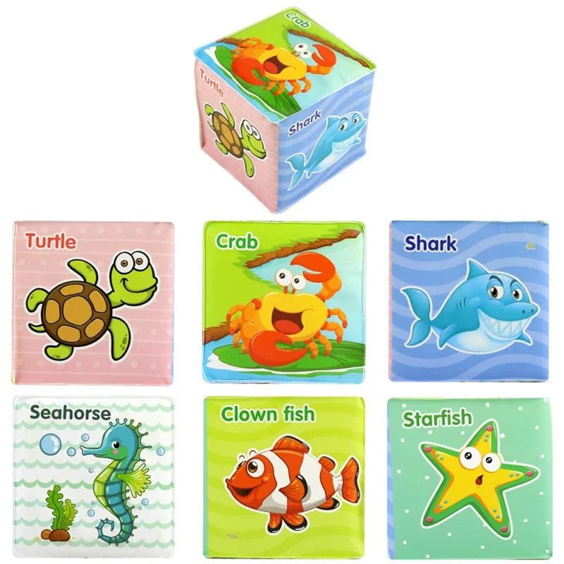 Montessori Infant Soft Plush Rattle Blocks - Animal & Number Dice