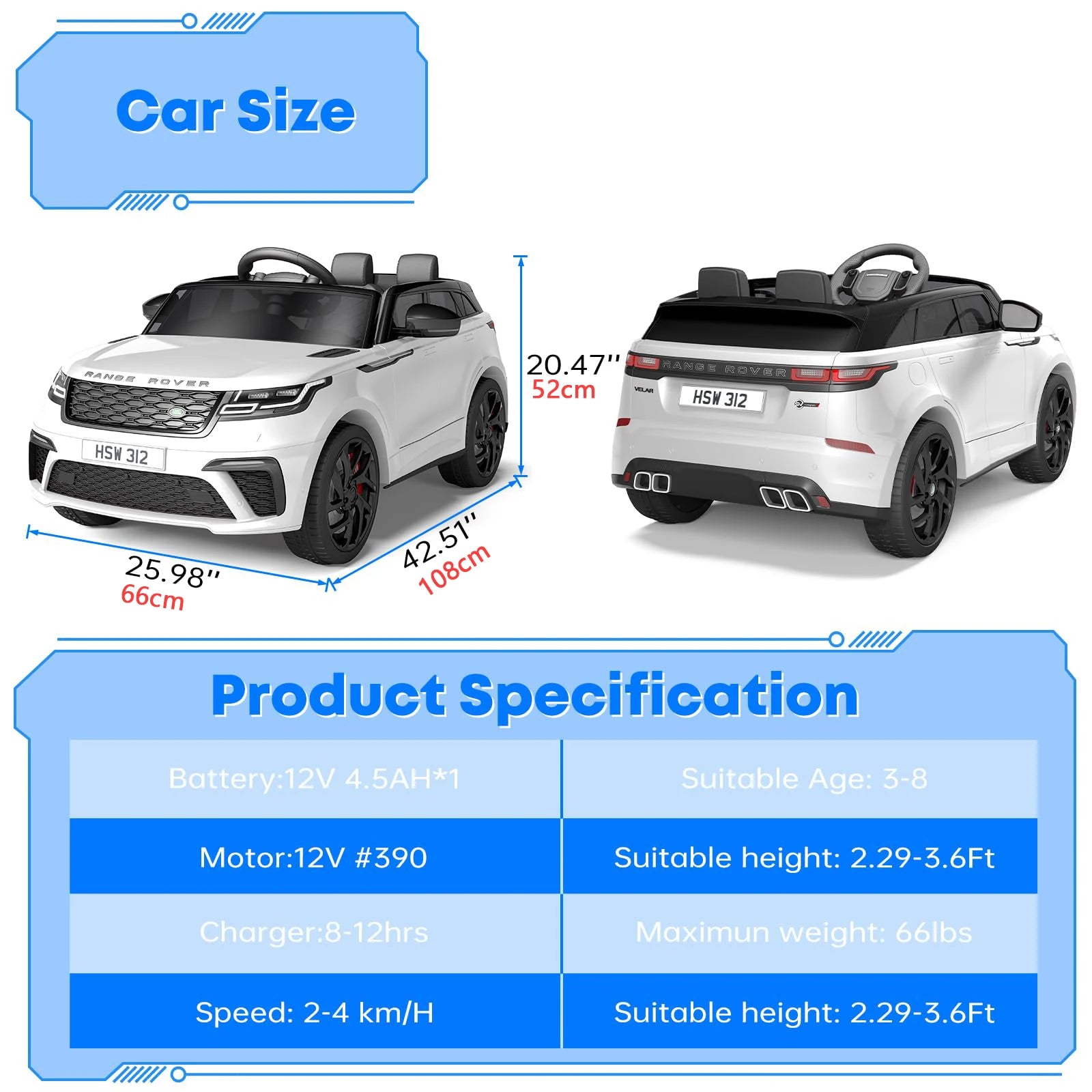 12V Kids Electric Ride-On Car with Remote Control