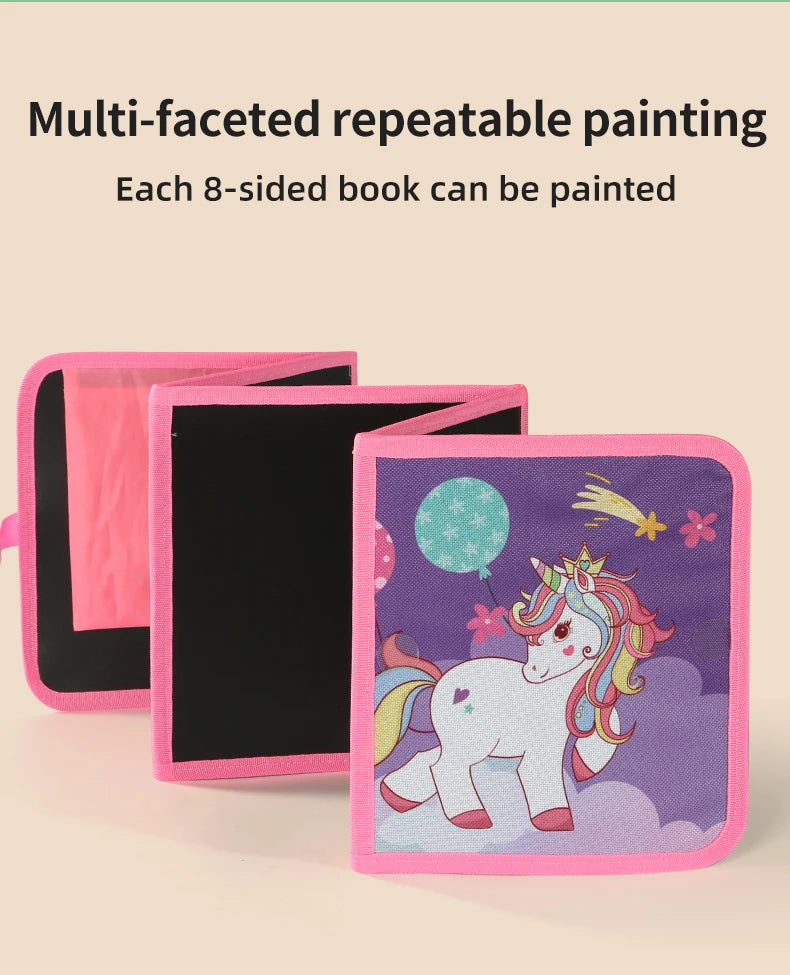 Foldable Chalkboard Book Children's Drawing Board Capable Of Repeatedly Scrubbing Drawing Writing Books (With 12 Watercolor Pen)