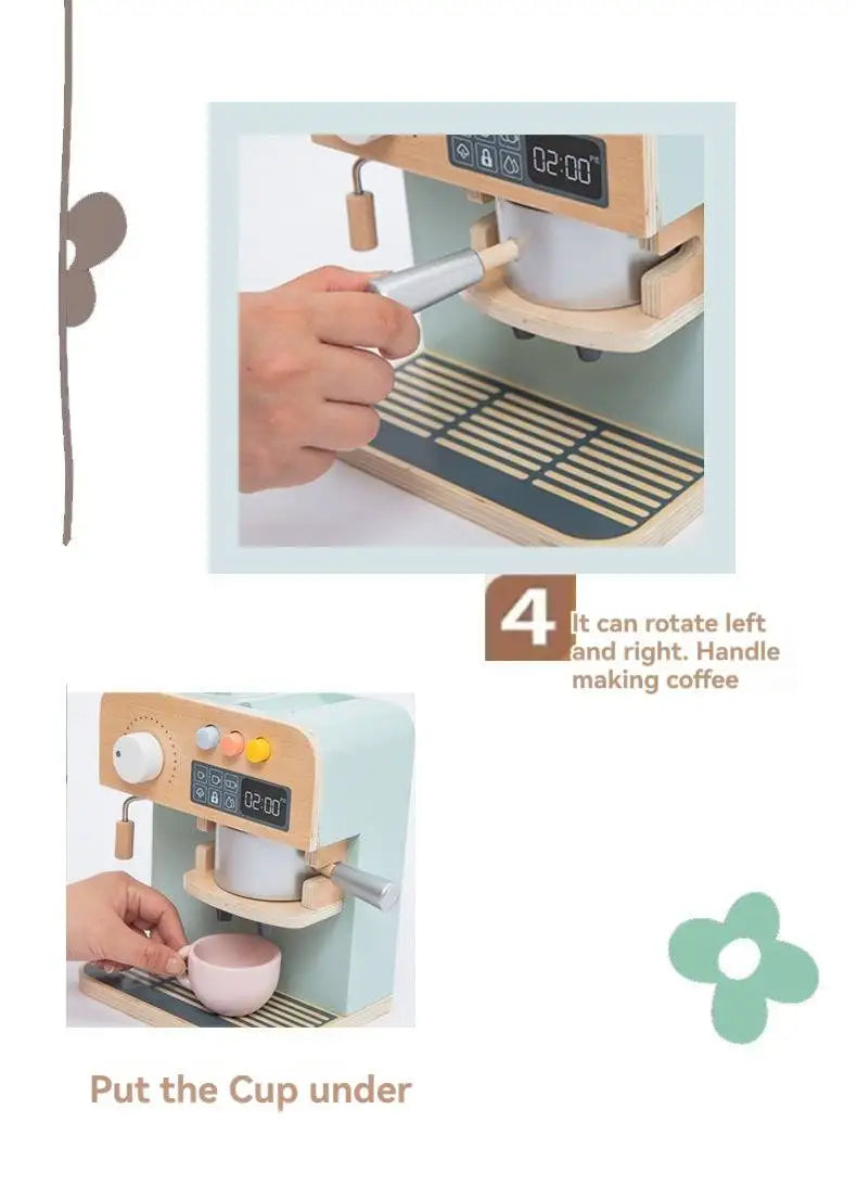 Children's Wooden Playhouse Toys Game House Toys Wooden Coffee Machine Wooden Cash Register Puzzle Interactive Education