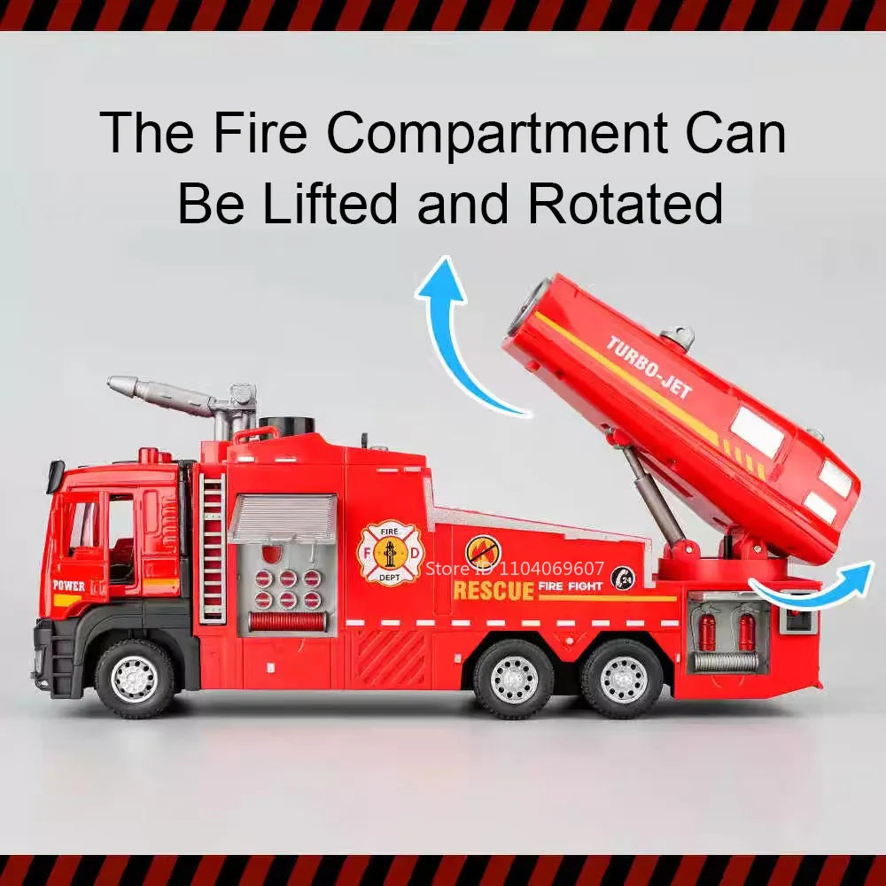 1:32 Alloy Model Toy Spray Fire Engine Cars Metal Diecast Water Spray Engineering Vehicle Doors Opened Sound Light Boys Gifts