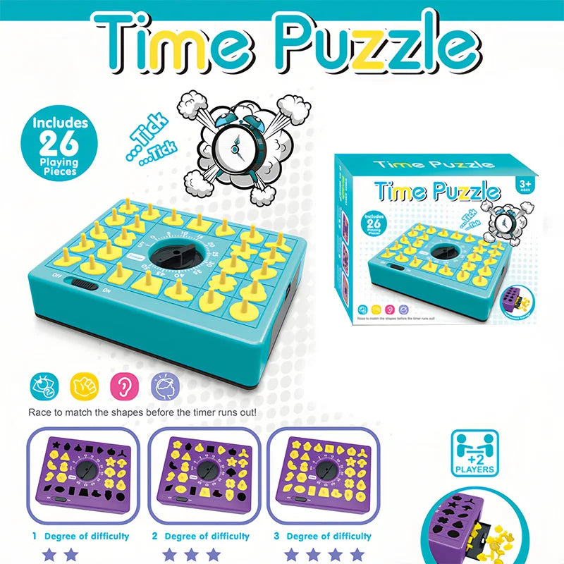 Shape Matching Game - 26 Piece Educational Time Puzzle Toy