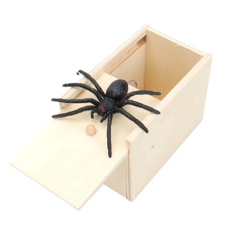 Handmade Wooden Spider Prank Scare Box - 9cm Pop Out Toy