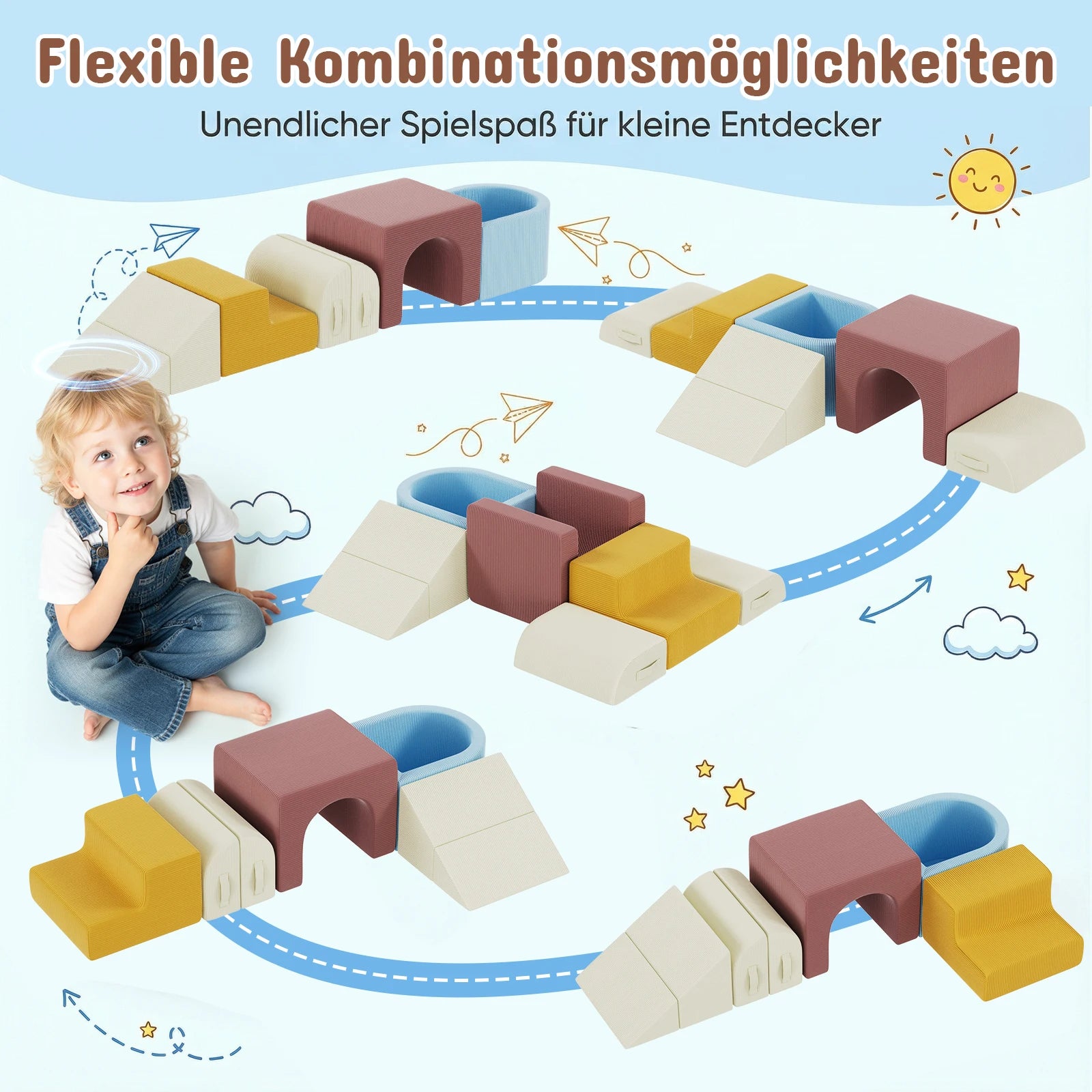 Modular Toddler Climbing Toys for Toddlers, Kids Sofa Foam Climbing Blocks, Play Climbing Playset with Slide Stairs, Convertible