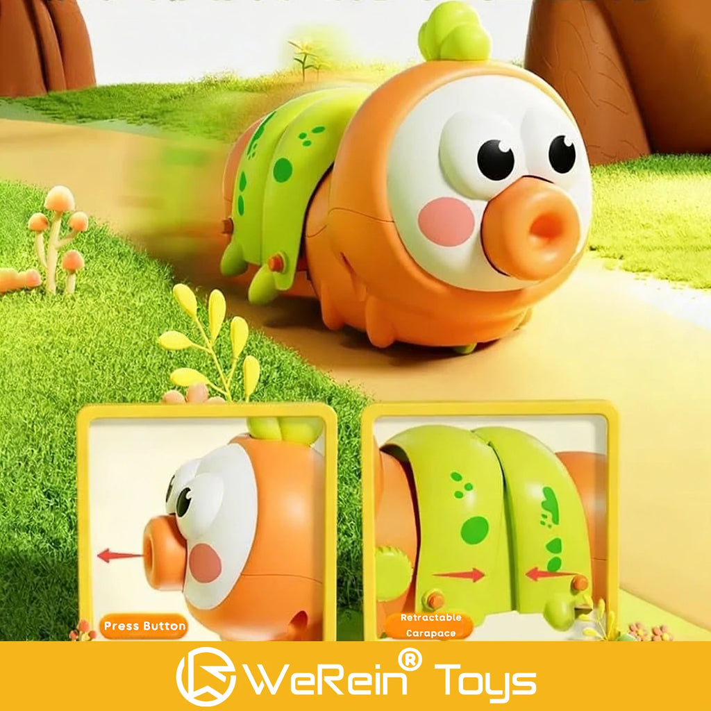 Wind-Up Crawling Caterpillar Toy - Plastic Gliding Plaything