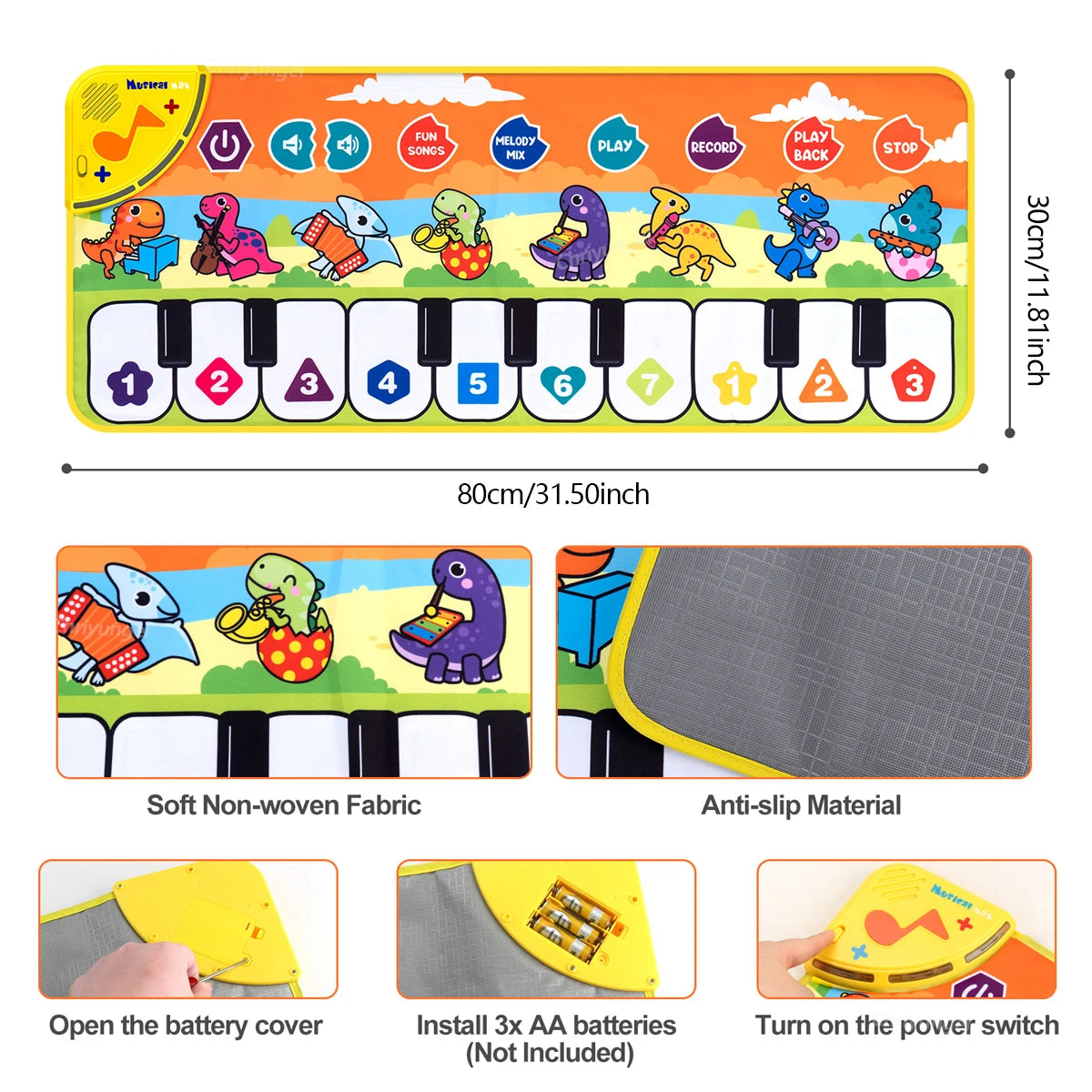 Kids Piano Mat - 80x30cm Musical Floor Keyboard Toy