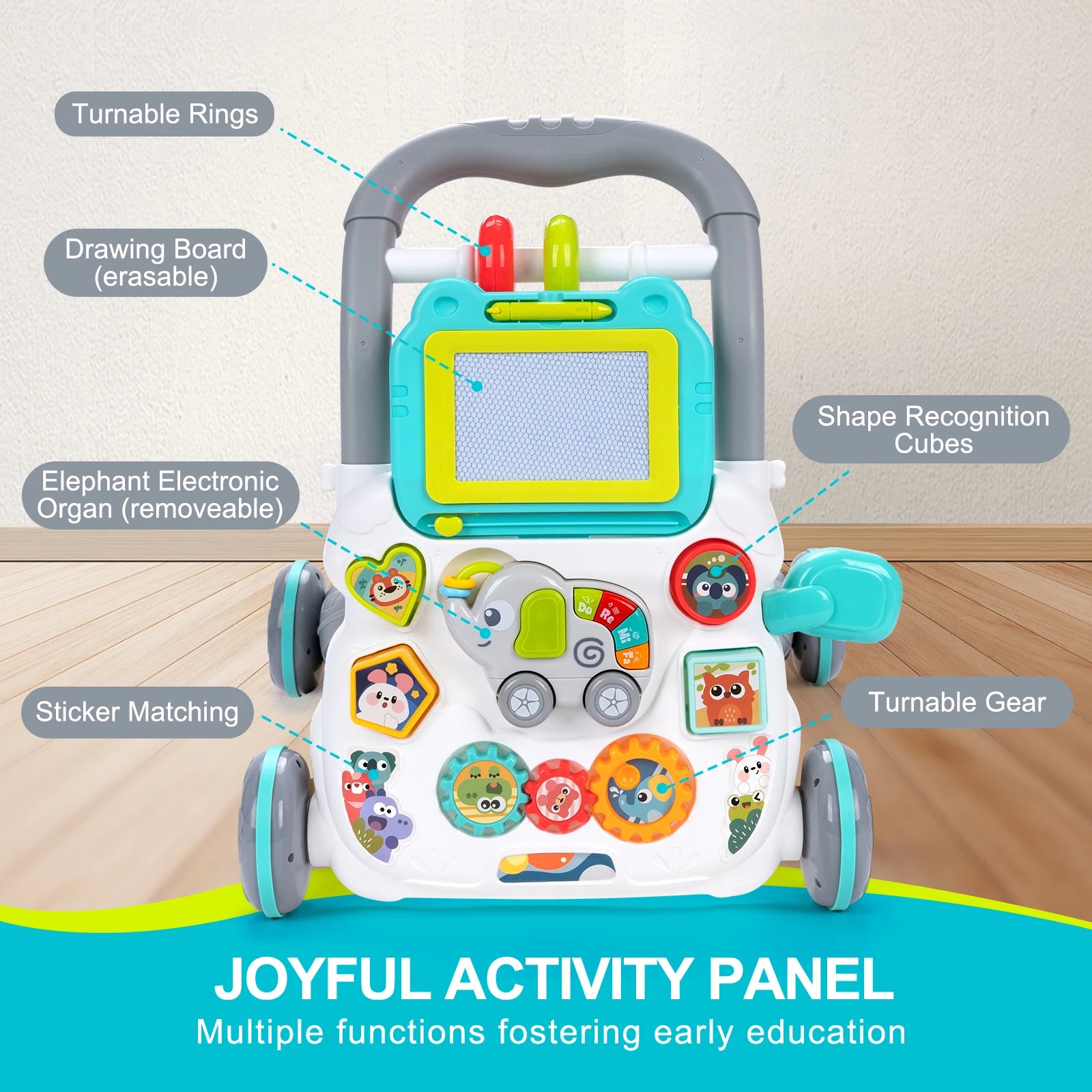 Baby Push Walker with Music and Drawing Board