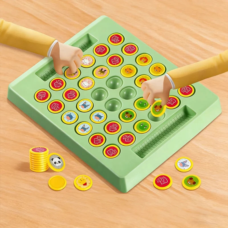 Kids Memory Game Board Chess 54 Cards Animal Fruit Flip Chess Educational Logical Thinking Learning Toy for 2-4 Players