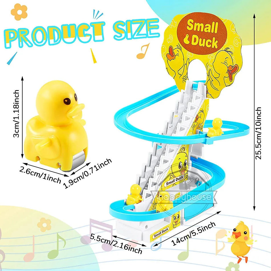 Electric Duck Climbing Stairs Toy with LED Music