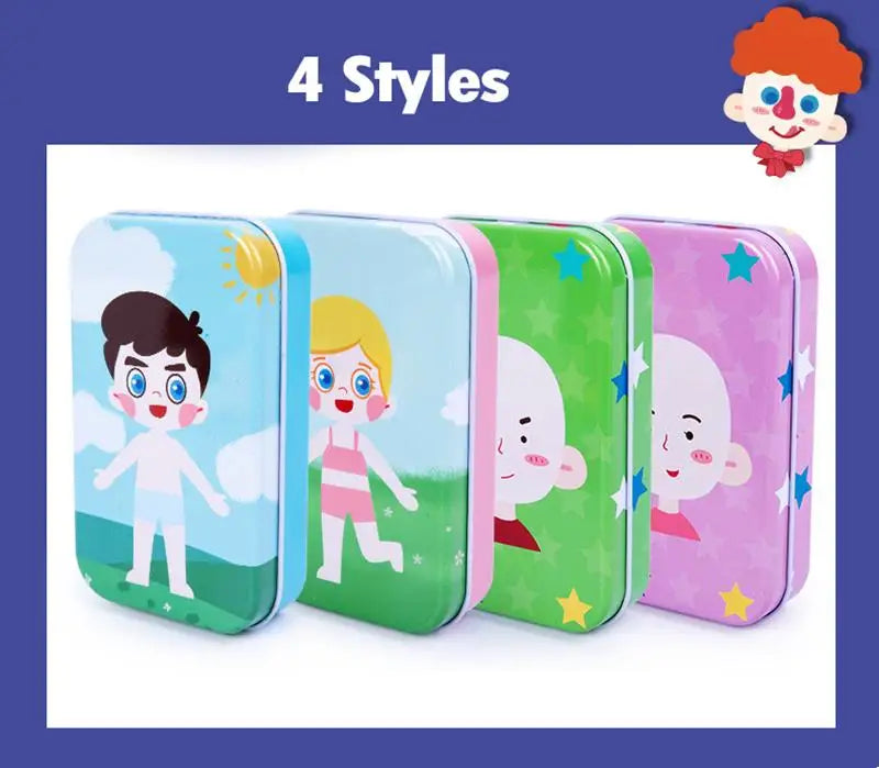 Magnetic 3D Puzzle Dress Up Expression Travel Tin Box Jigsaw Game Imagination Toys Gifts For Girls