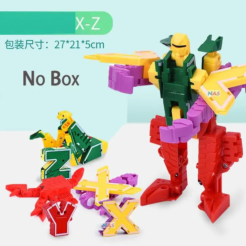 26 A-Z letter Alphabet Animal Dinosaur Warrior Deformation Action Figures Transformation Robot Toys For Children Gift Brinquedos