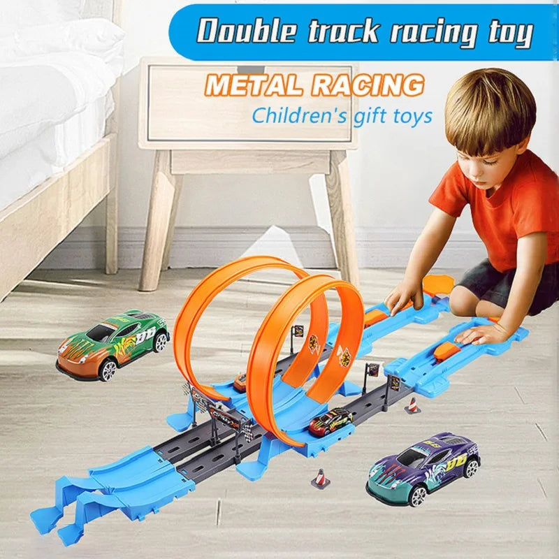 Hot Stunt Speed Car Wheels Model Racing Track DIY Assembled Rail Kits Catapult Rail Car Racing Boy Toys for Children Gift