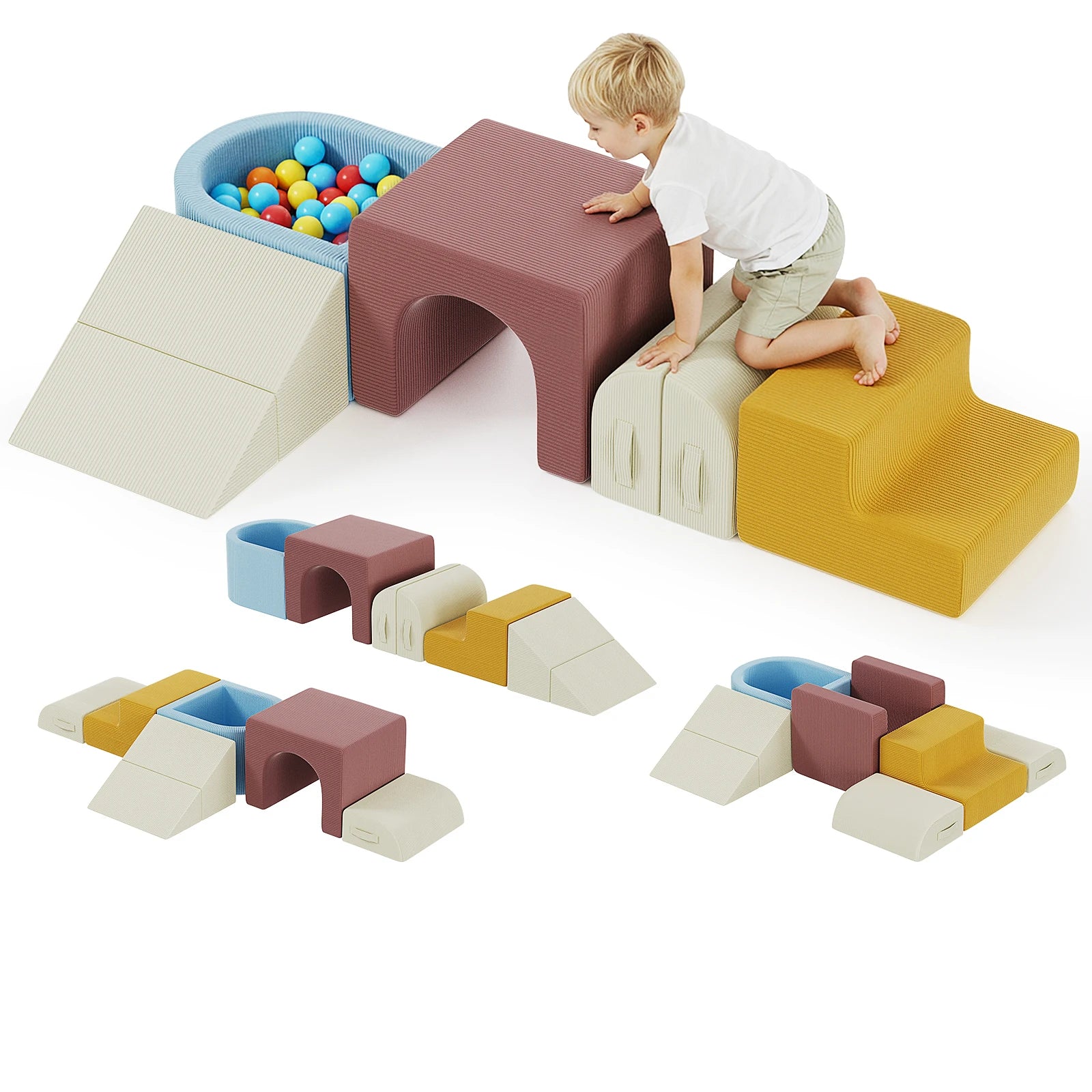 Modular Toddler Climbing Toys for Toddlers, Kids Sofa Foam Climbing Blocks, Play Climbing Playset with Slide Stairs, Convertible