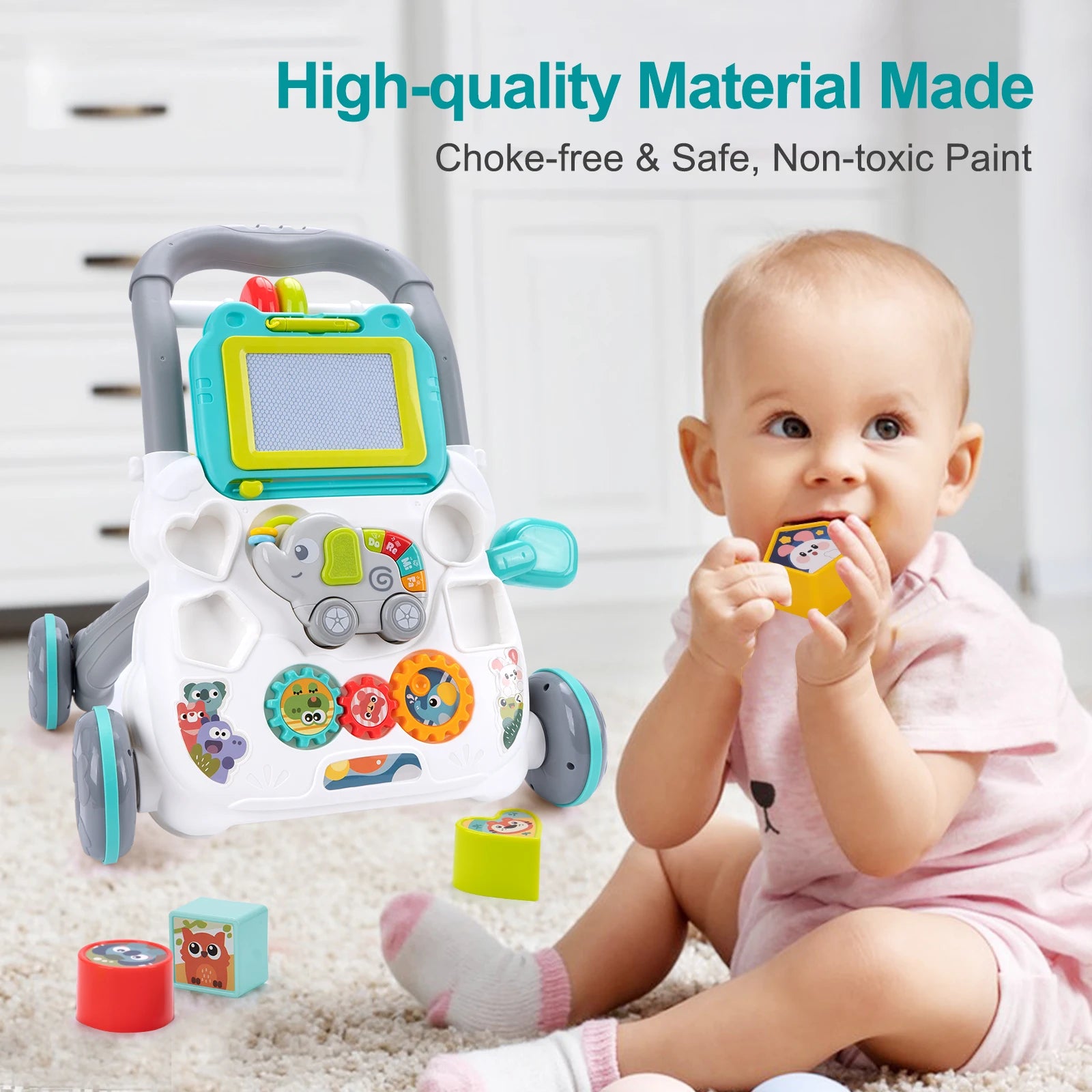 Baby Push Walker with Music and Drawing Board